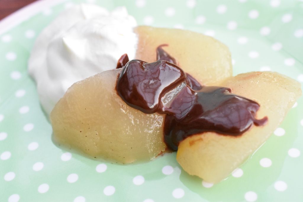 Pære belle helene med chokoladesauce - nem