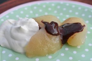 Pære belle helene med chokoladesauce - nem