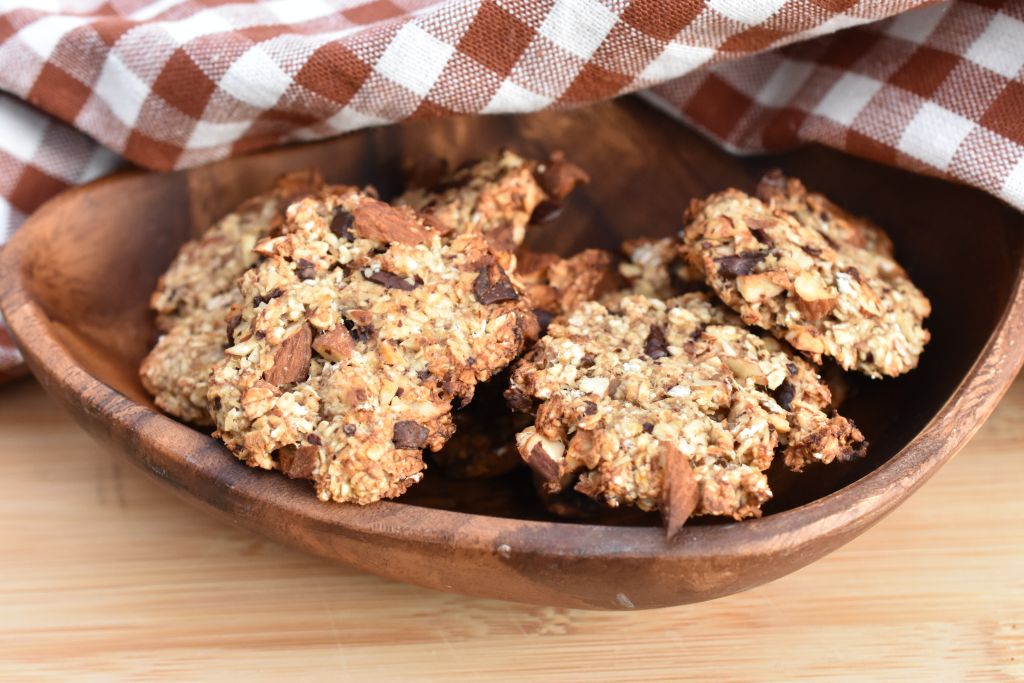 Sunde banan cookies med chokolade & mandler