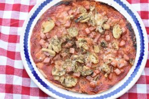 Tortilla pizza med skinke - nem opskrift