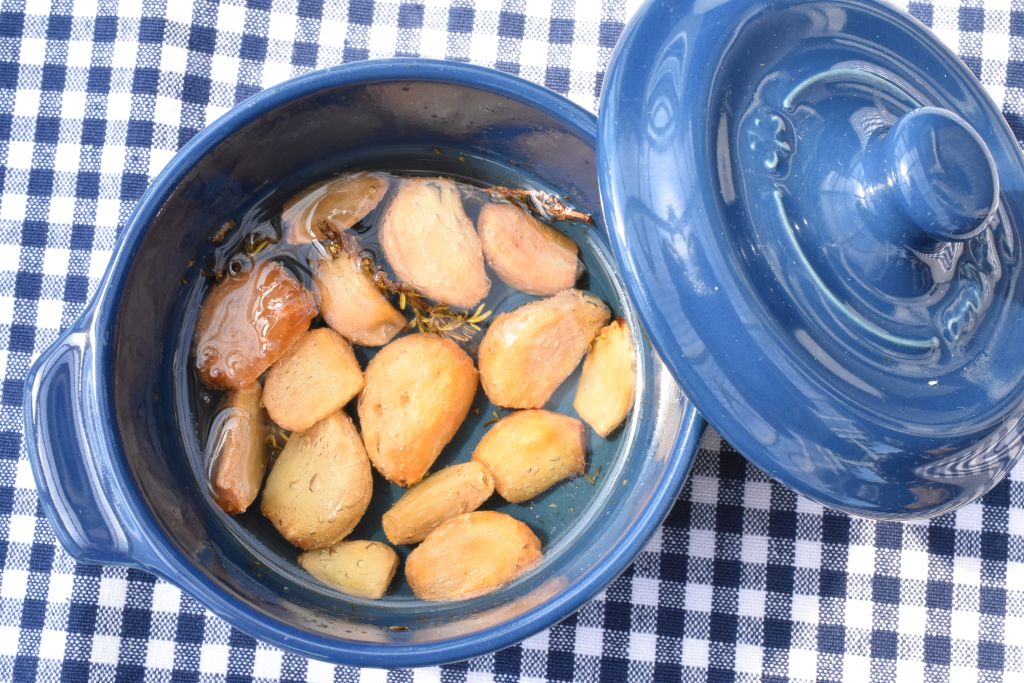DSC_1747 • nogetiovnen.dk Confiterede hvidløg i olie - i airfryer el. ovn