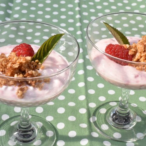 Sund dessert med græsk yoghurt & hindbær