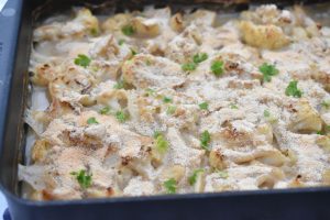 Gratineret blomkål med rasp & bechamelsauce 