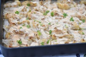 Gratineret blomkål med rasp & bechamelsauce 