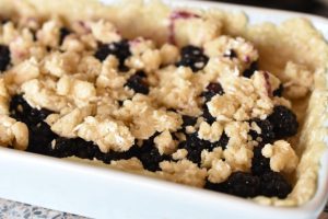 Smuldrekage med brombær & kokos - nem