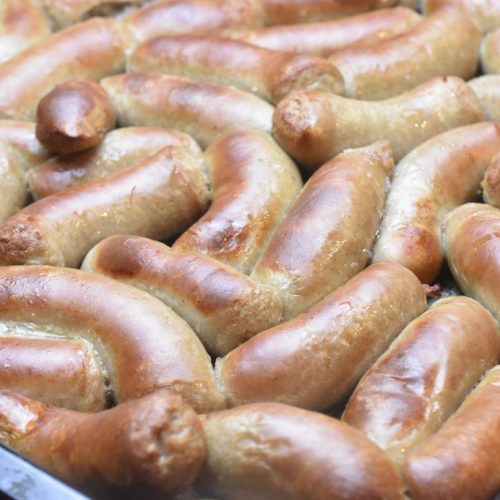 Medister i ovn - steg medisterpølse i ovnen