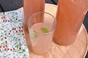Rabarberlemonade opskrift - pink lemonade drink med rabarber