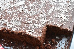 DSC_0064 • nogetiovnen.dk Chokoladekage med kokos - kakaokage i bradepande