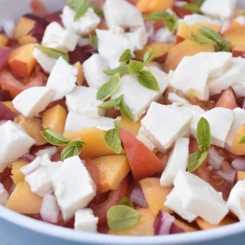 Nektarinsalat med tomater & mozzarella - tomatsalat med nektariner