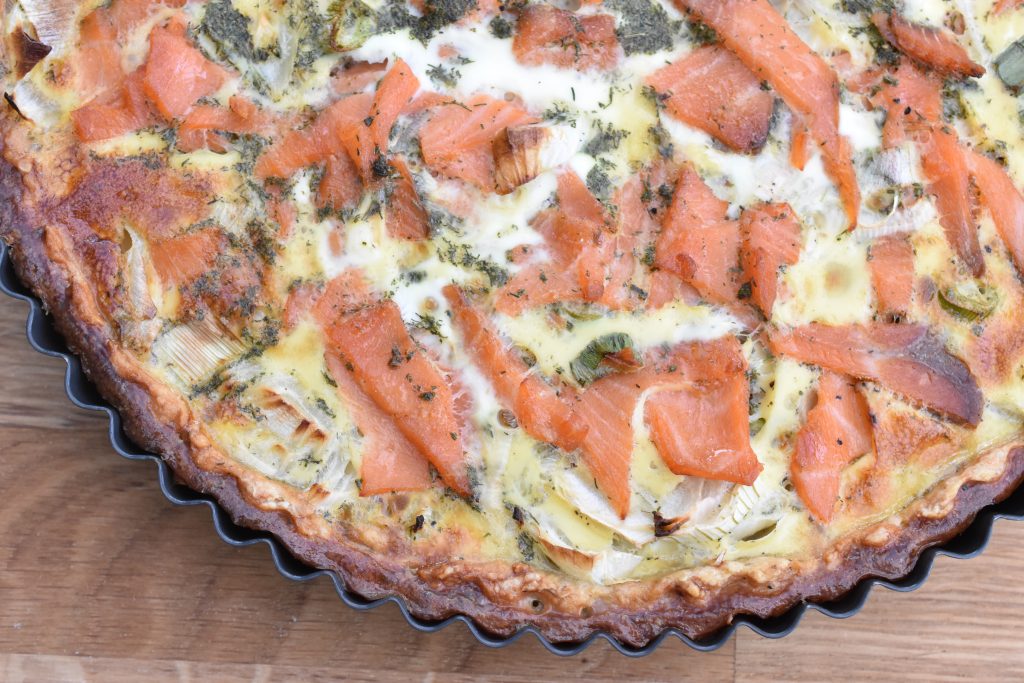 Laksetærte - opskrift på tærte med røget laks