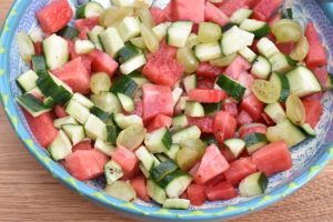 DSC_0663 • nogetiovnen.dk Vandmelon salat med agurk og vindruer - sommersalat