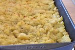 Tærte med kartoffelbund - løgtærte med knuste kartofler